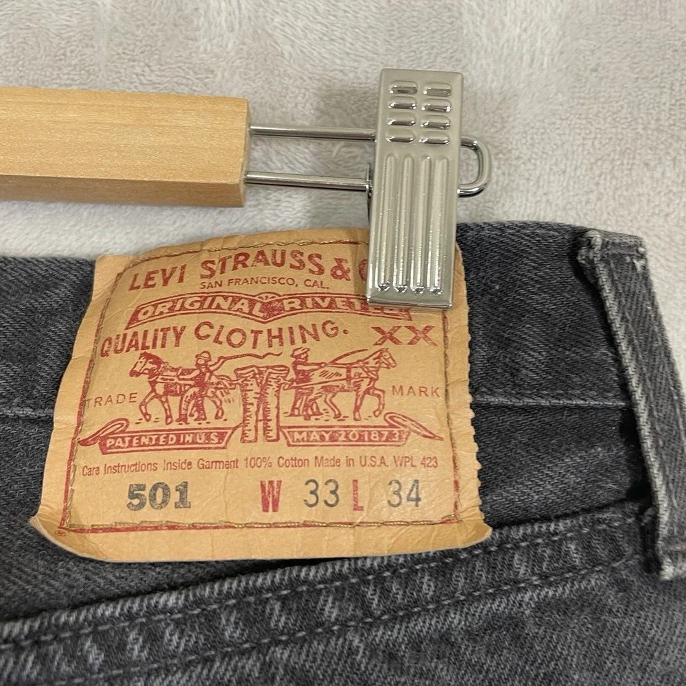 Vintage 90s Levis 501-0660 Jeans Mens 33x34 (fit 32x33) Made in USA Black EXCLNT